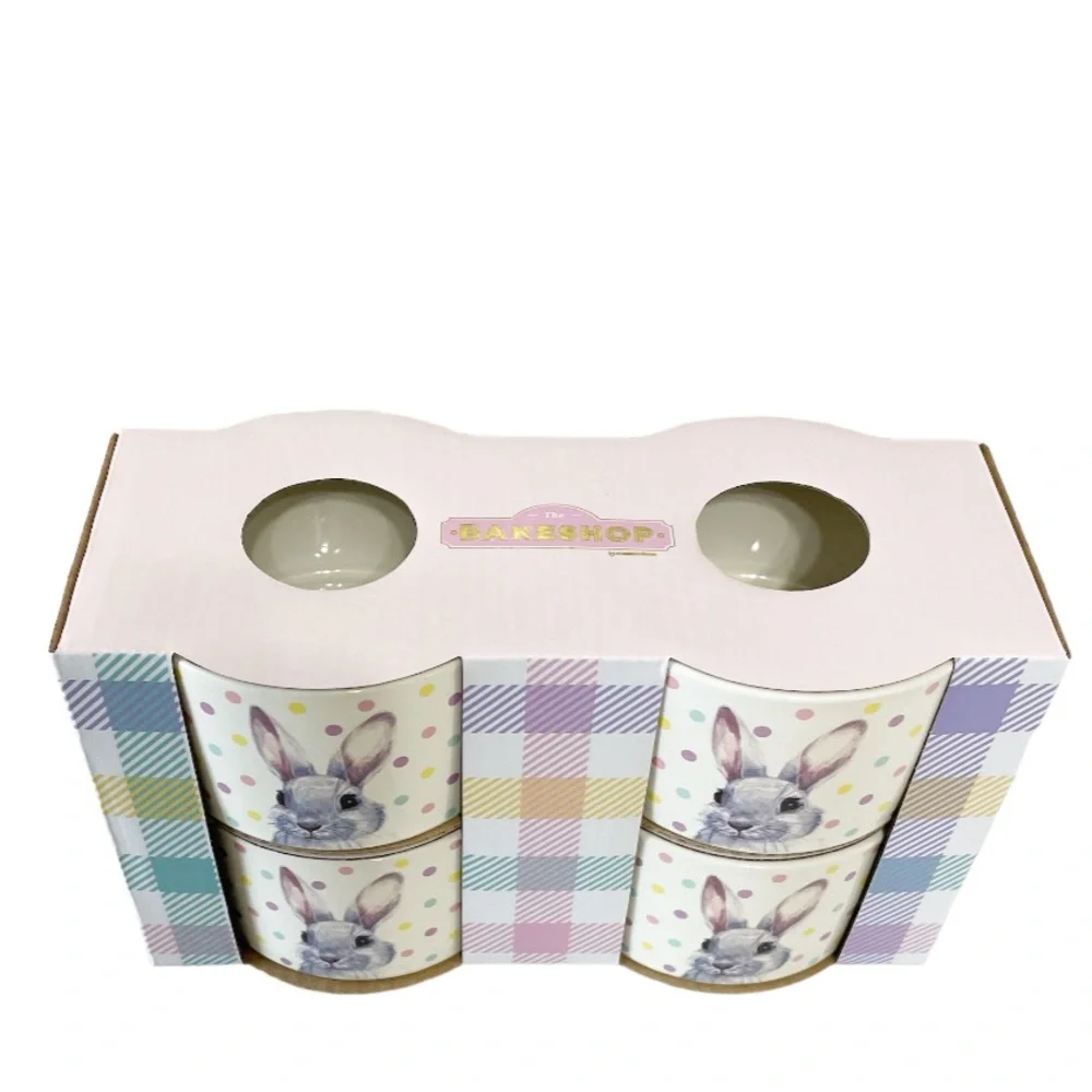 The Bakeshop EASTER BUNNY Double Sided Ramekin Set/4 💜💙🐰💙💜